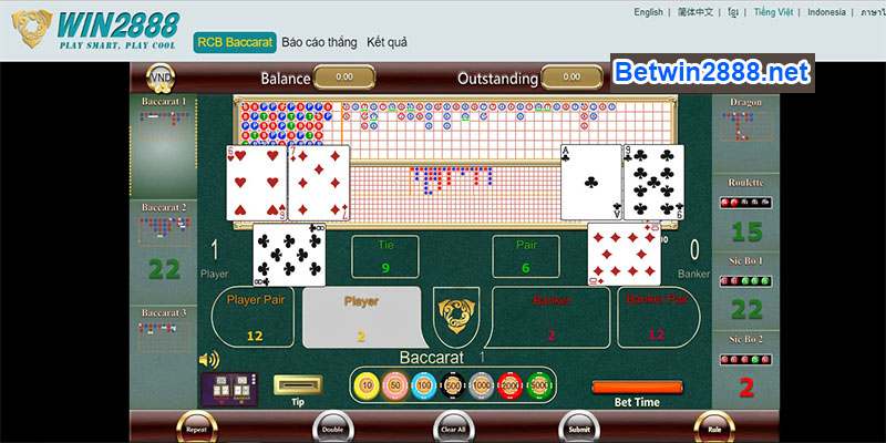 Cách chơi Baccarat Online trên Win2888